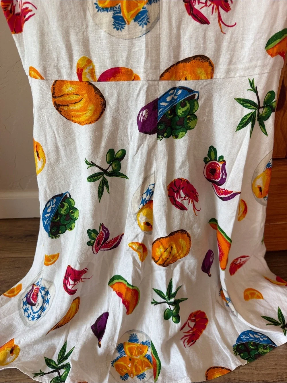 J. Crew Taverna Linen Blend Mini Dress Fruit & Seafood Print - Sz 4